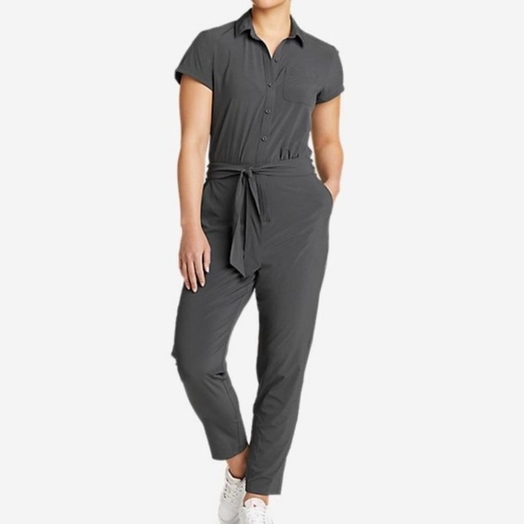 Eddie Bauer Pants - Eddie Bauer Departure Lightweight Grey Belted‎ Jumpsuit Travel Ready Size Medium